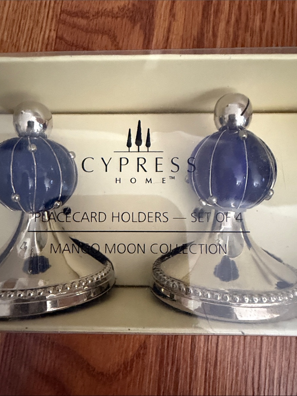 Cypress Home Mango Moon Blue & Silver Place Card Holders - Set of 4